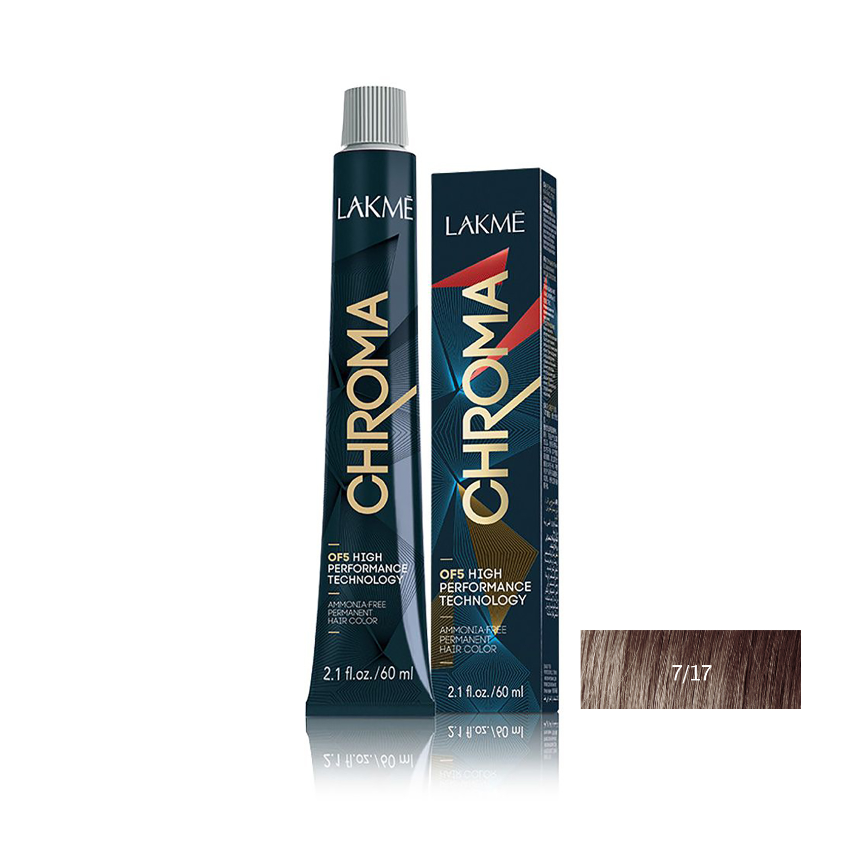 رنگ مو بدون آمونیاک لاکمه سری کروما شماره 7/17 ( بلوند دودی آبی متوسط ) - Lakme Chroma Hair Color