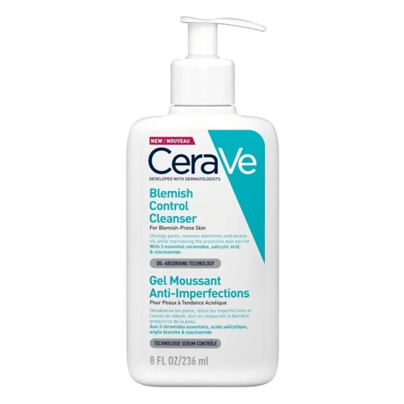 ژل شستشوی صورت سراوی Blemish Control مناسب پوست چرب و مستعد جوش 236ml