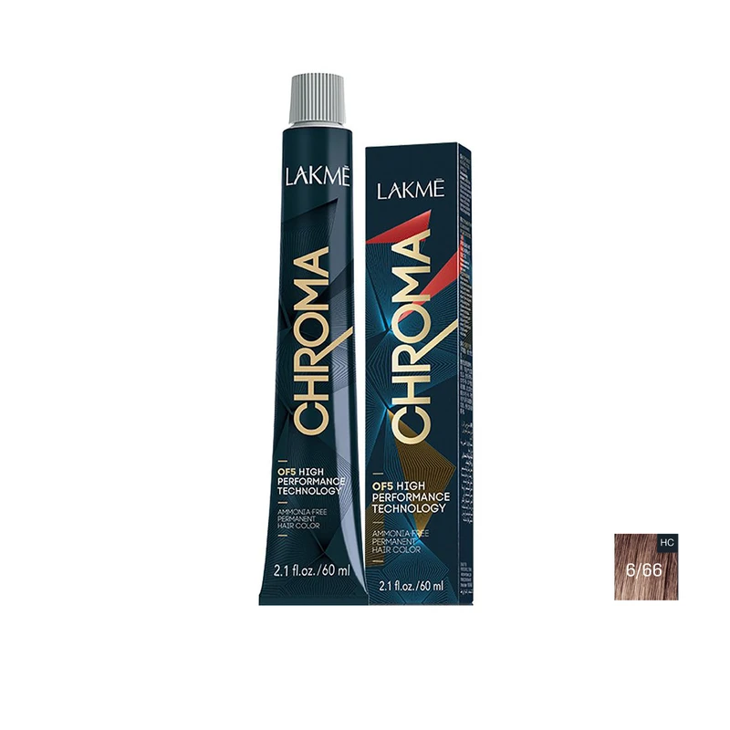 رنگ مو لاکمه سری کروما شماره 6/66 حجم 60 میلی‌لیتر رنگ بلوند شکلاتی فندقی تیره