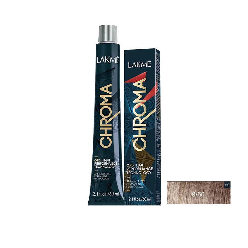 رنگ مو لاکمه سری کروما شماره 9/60 حجم 60 میلی‌لیتر رنگ بلوند فندقی خیلی روشن