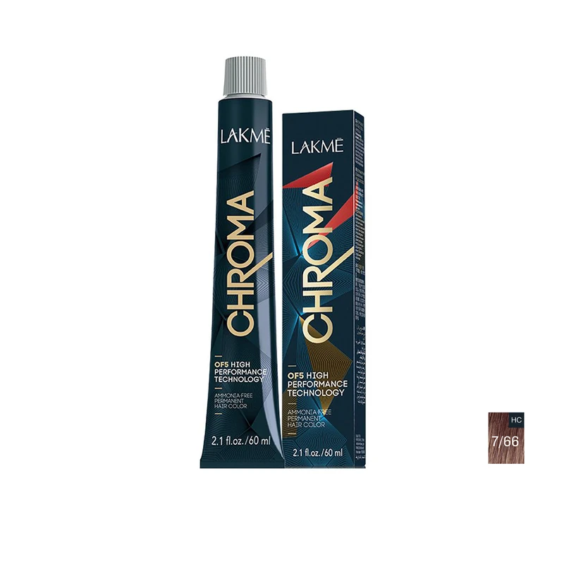 رنگ مو لاکمه سری کروما شماره 7/66 حجم 60 میلی‌لیتر رنگ شکلاتی فندقی متوسط